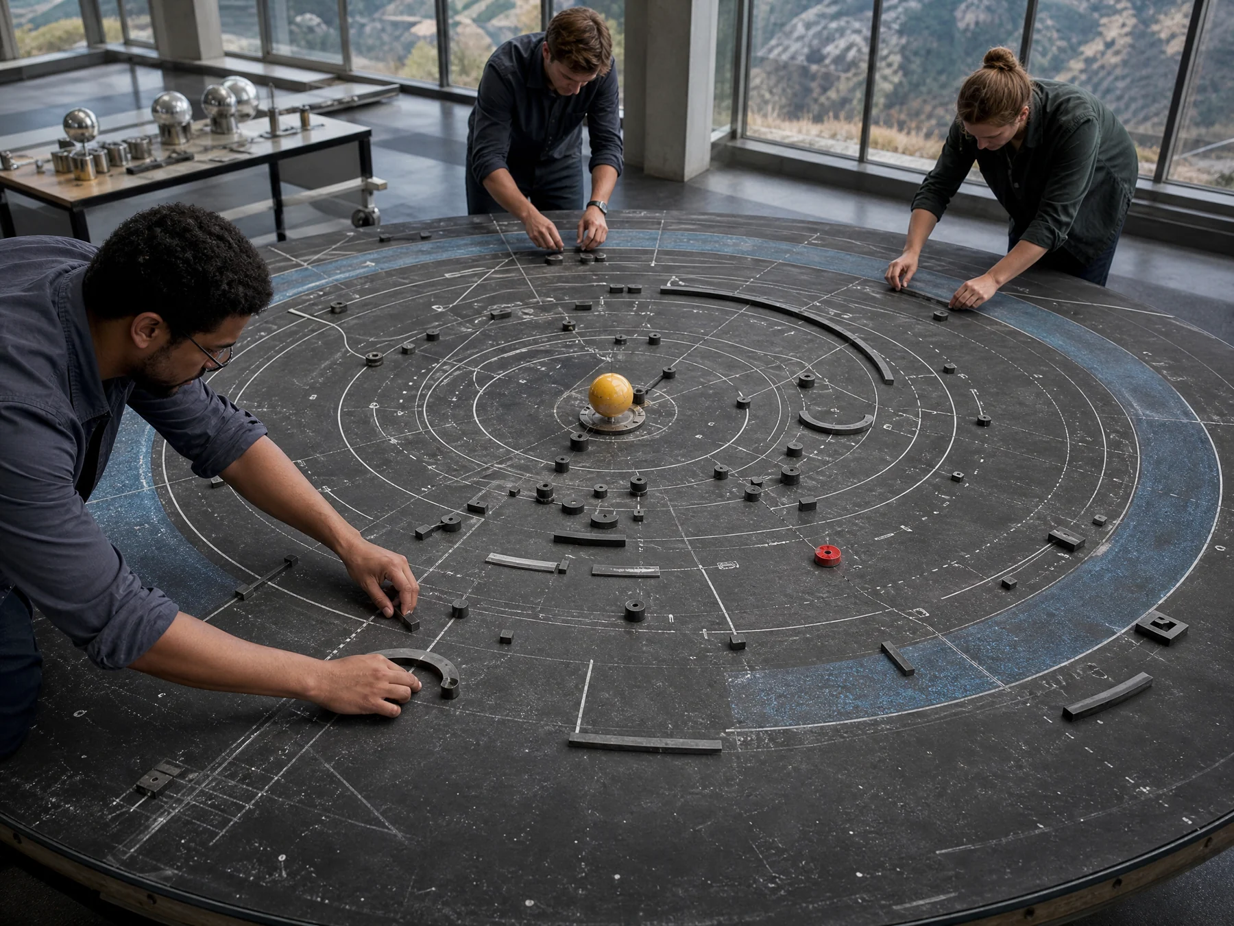 Engineers arranging a systems experiment